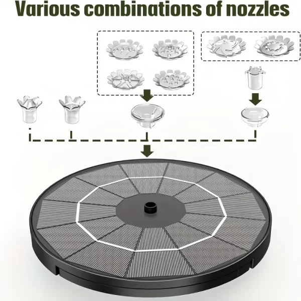 Solar Bird Bath Fountain Pump, Multiple Nozzles,Plastic Outdoor Water Feature - Image 13