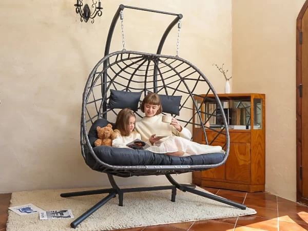 Double Egg Swing Chair with Stand, 2 Person - Image 12