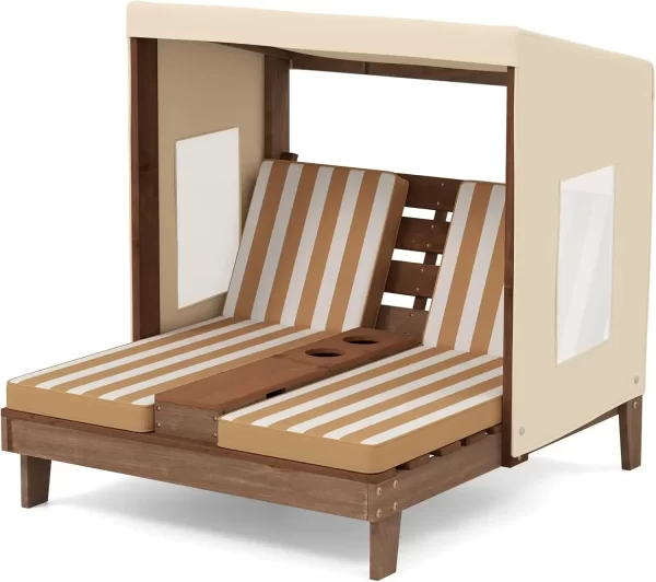 Kids Double Chaise Lounge Outdoor, Kids Pool Lounger with Canopy - Image 8