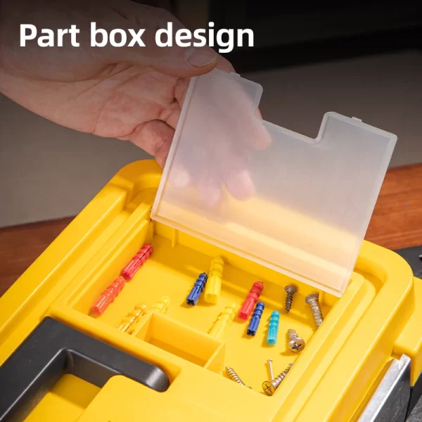 Deli 17in Plastic Tool Box, Storage Organizer with Secure Latch - Image 6