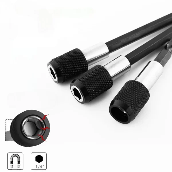 1PC/2PCS/3PCS 1/4 Inch Quick Hex Shank Release Magnetic Electric Screwdriver Extension Bit Holder - Image 2