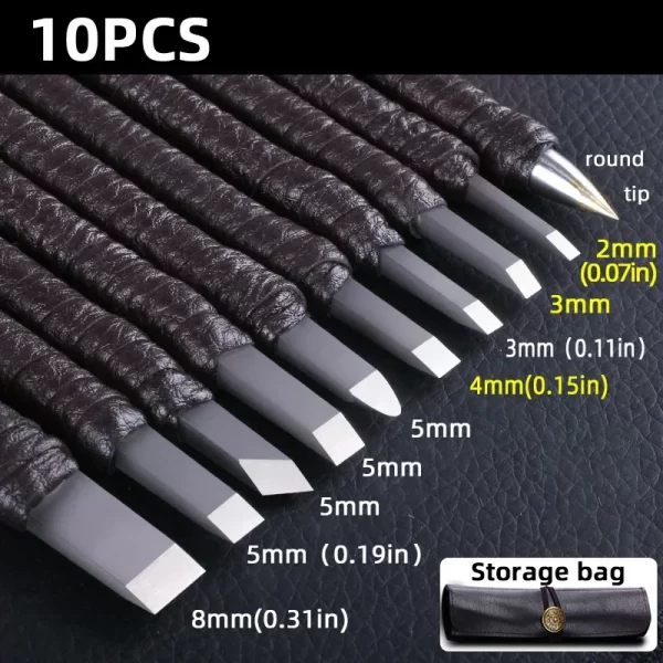 3/8/10 Pcs Tungsten Steel Stone Engraving Kit Professional Chisel Wood - Image 8