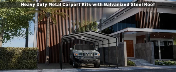 10x15 FT Metal Carport with Heavy Duty Metals Frame & Galvanized Steel Roof - Image 7