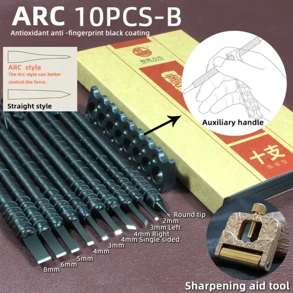 3/8/10 Pcs Tungsten Steel Stone Engraving Kit Professional Chisel Wood - Image 9