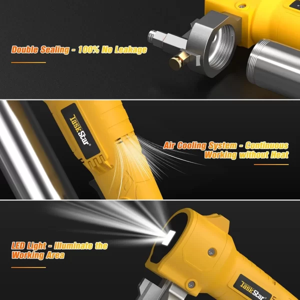 Taskstar Electric Grease Gun Kit with 39.4" Flexible Hose 10000 PSI Cordless Grease Gun - Image 4