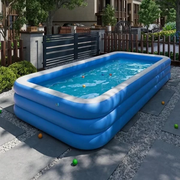 Three Ring Raised and Thickened Single Bottom Square Family Inflatable Swimming Pool - Image 4