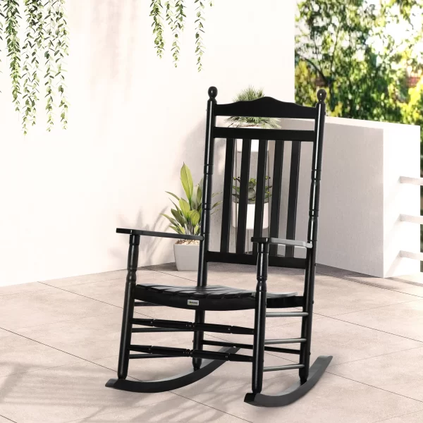 Wooden Rocking chair Traditional Porch Rocker for Outdoor Indoor - Image 2