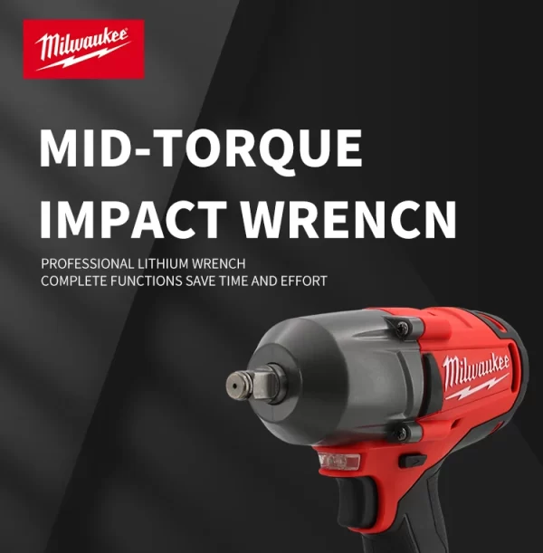 Milwaukee Mid-Torque Impact Professional Wrench 18V Lithium Battery Electric Cordless High Speed - Image 8