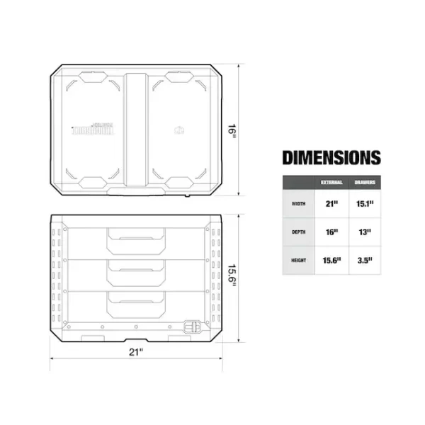 TOUGHBUILT TB-B1-D-70-3 STACKTECH Drawer Black Tool Box - Image 7