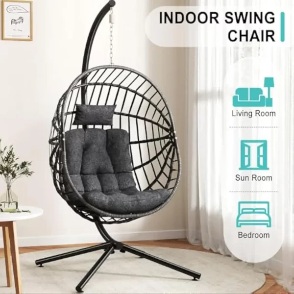 Outdoor Egg Chair with Stand, Hanging Egg Swing Chair - Image 6