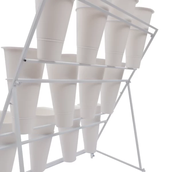 3 Layers Flower Display Stand Movable Modern Metal Plant Shelf with 12Pcs Flower Buckets - Image 22