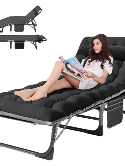 Outdoor 5-Position Folding Chaise Lounge Chair with Pad