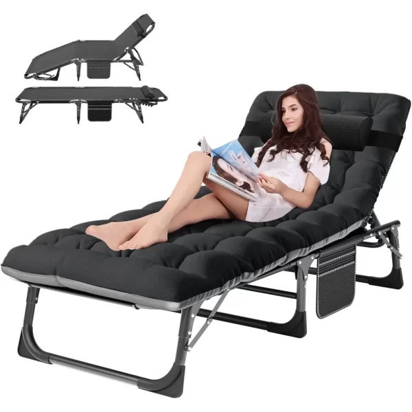 Outdoor 5-Position Folding Chaise Lounge Chair with Pad