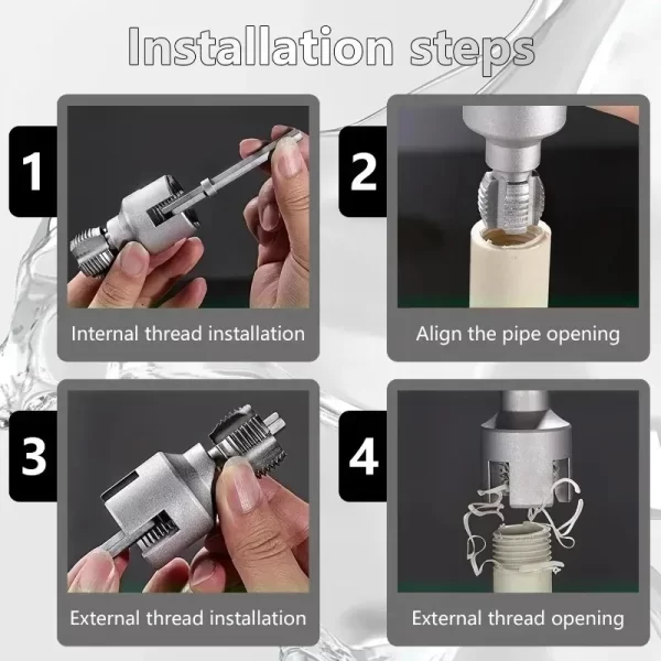 Steel Water Pipe Threader 4/6 Points Internal External Pipes Threading Tools - Image 5