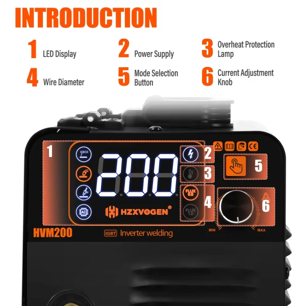 HZXVOGEN 3 in1 MIG/TIG/MMA Semi-Automatic Welding Machine HVM200 - Image 13