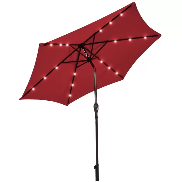 9ft Patio Umbrella with Solar LED Lights, Crank & Tilt - Image 2