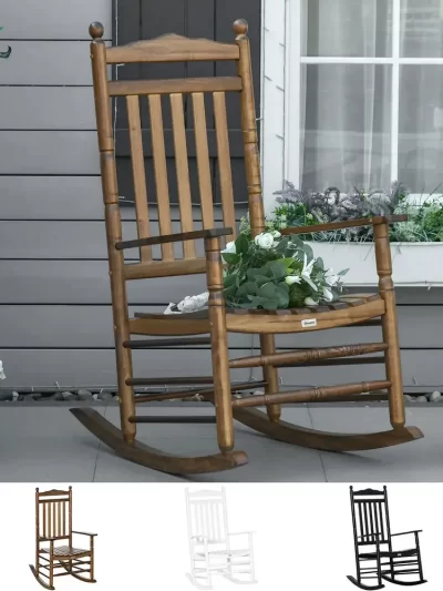 Wooden Rocking chair Traditional Porch Rocker for Outdoor Indoor