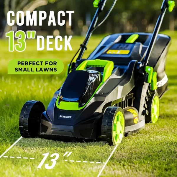 13.2” Electric Lawn Mower for Small Yards - 2-in-1 Compact 21V 4.0Ah Battery & Charger Included, - Image 2