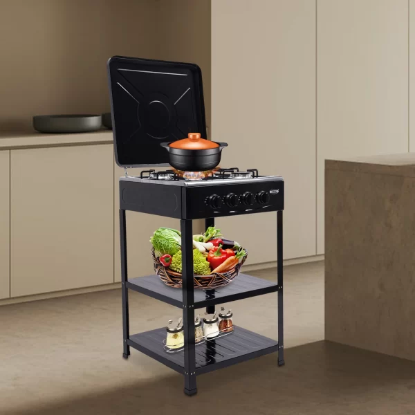 4 Burner Gas Stove Portable Outdoor Stove w/ Wind Blocking Cover , LPG Gas Stove - Image 6
