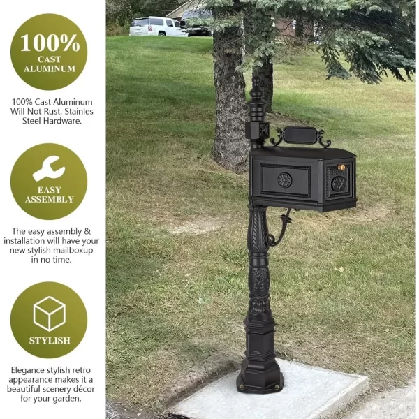 Post Mailbox Combination Stratford Heavy Duty Postal Mail Box Cast Aluminum - Image 14
