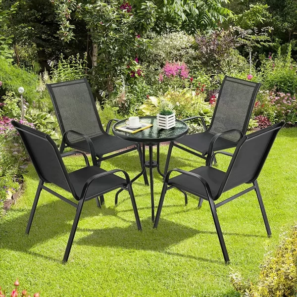 4PCS Garden Chairs Steel-iron+Teslin Fabric Folding High Back Balcony Chair - Image 5