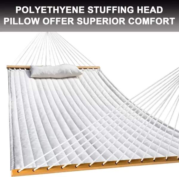 Outdoor Quilted Fabric Hammock with Spreader Bars - Image 11