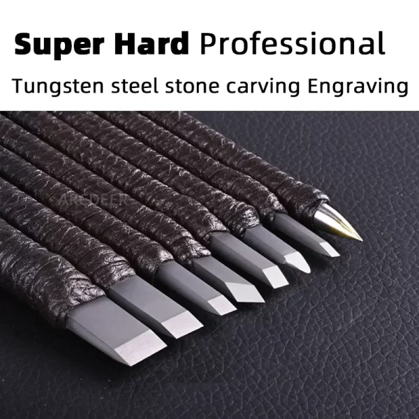3/8/10 Pcs Tungsten Steel Stone Engraving Kit Professional Chisel Wood
