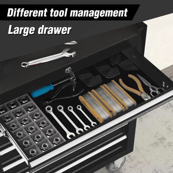 Tool Chest, 5-Drawer Rolling Tool Storage Cabinet with Detachable Top Tool Box - Image 2
