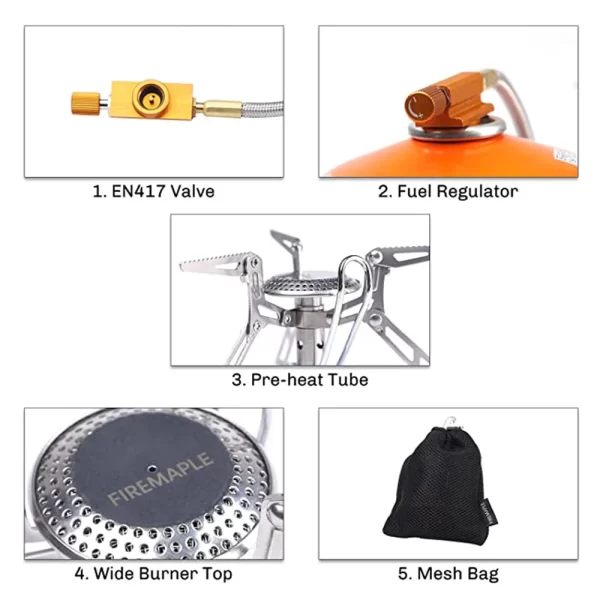 Hiking Gas Stoves Outdoor Picnic Stove Fire Maple Ultralight Portable Stainless Steel Gas Furnace FMS-118 Camping Gas Burners - Image 3