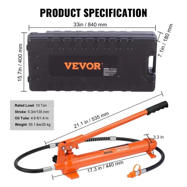 VEVOR 4/10/12/20 Ton Power Hydraulic Cylinder Jack - Image 8