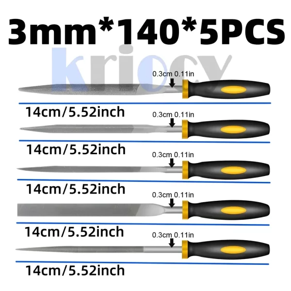 5pcs Alloy Steel File Set Precision Round Half-Round Flat Square Triangular Hand Files Steel Rasp Needle Filing - Image 6
