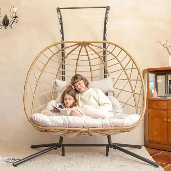 Double Egg Swing Chair with Stand, 2 Person - Image 7