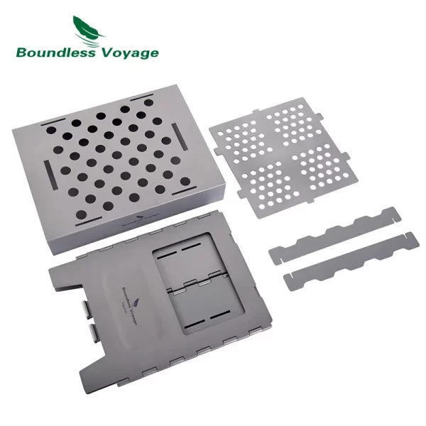 Boundless Voyage Outdoor Titanium Folding Wood Stove With Pot Bracket Camping Charcoal Burner - Image 3
