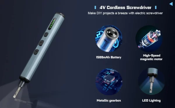 Precision Electric Screwdriver Set 68 in 1 Cordless 64 S2 Precision Drill Bits 5 Torque Settings - Image 12