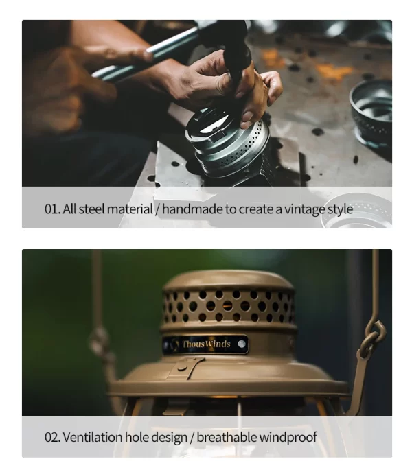 ThousWinds Railroad Camping Lantern Outdoor Lights Emotion Vintage Kerosene Oil Lamp - Image 38