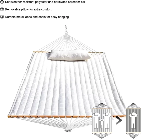 Outdoor Quilted Fabric Hammock with Spreader Bars - Image 10