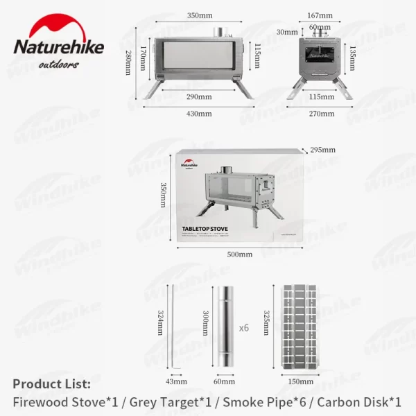 Naturehike Desktop Firewood Stove Detachable Winter Tent Heating Stove - Image 4