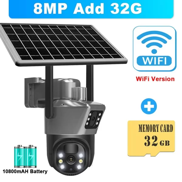 8MP 4K WiFi Solar Camera Outdoor Wireless CCTV Surveillance Camera With Solar Panel - Image 8