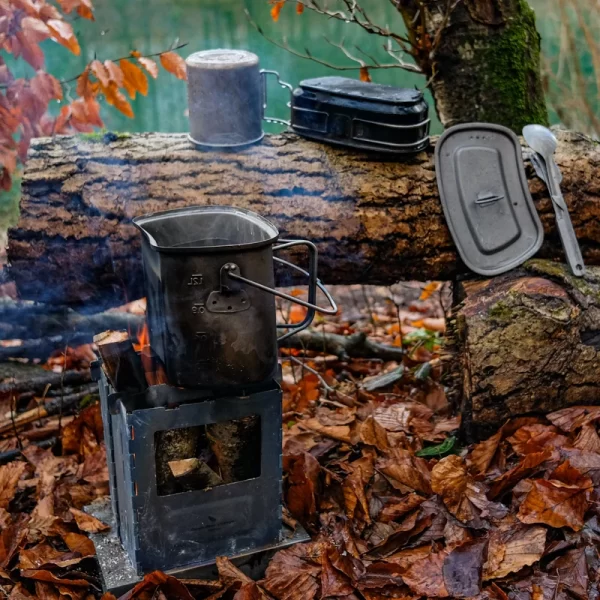 Boundless Voyage Outdoor Titanium Folding Wood Stove With Pot Bracket Camping Charcoal Burner - Image 15