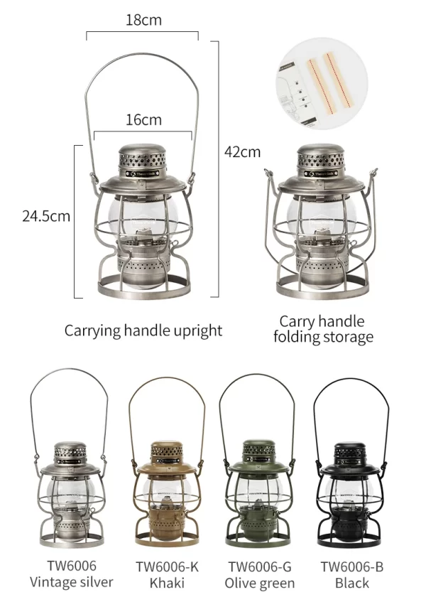 ThousWinds Railroad Camping Lantern Outdoor Lights Emotion Vintage Kerosene Oil Lamp - Image 26