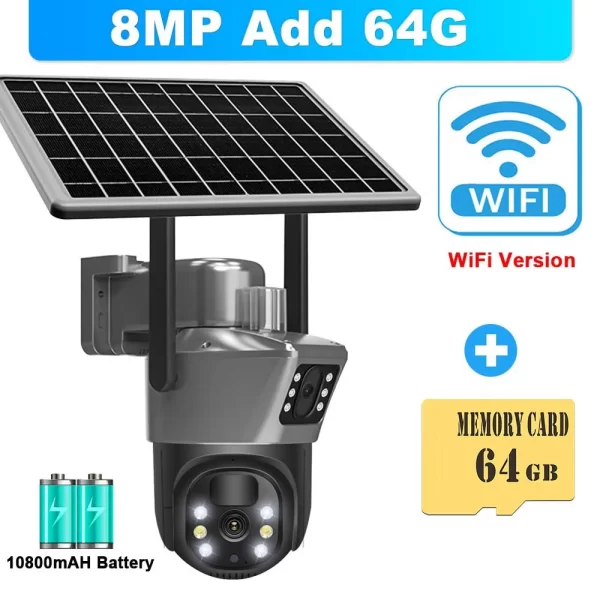 8MP 4K WiFi Solar Camera Outdoor Wireless CCTV Surveillance Camera With Solar Panel - Image 7