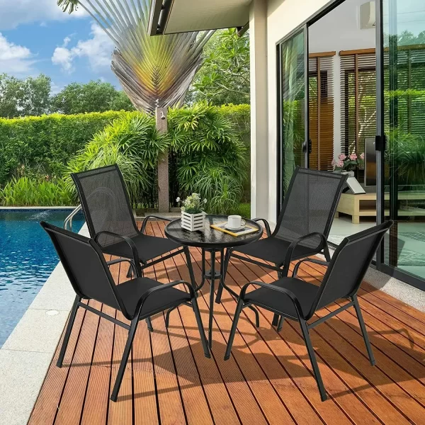 4PCS Garden Chairs Steel-iron+Teslin Fabric Folding High Back Balcony Chair - Image 6