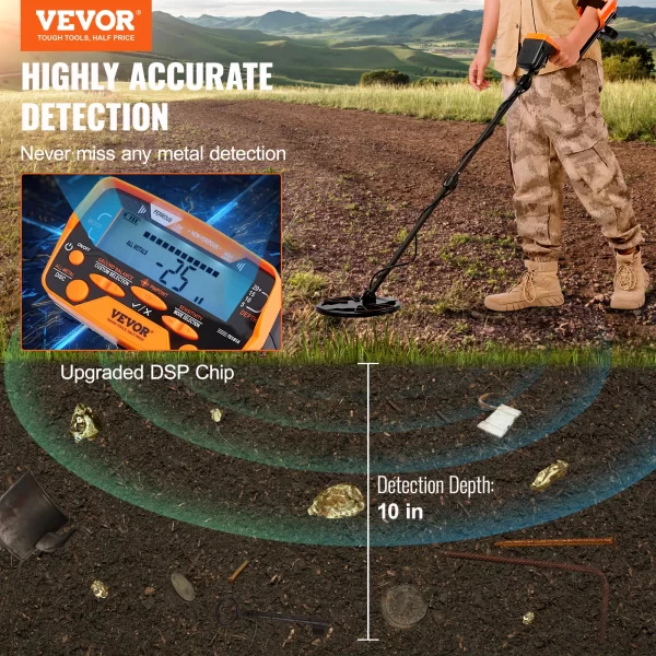 VEVOR Metal Detector for Adults & Kids 10Inch Waterproof - Image 2