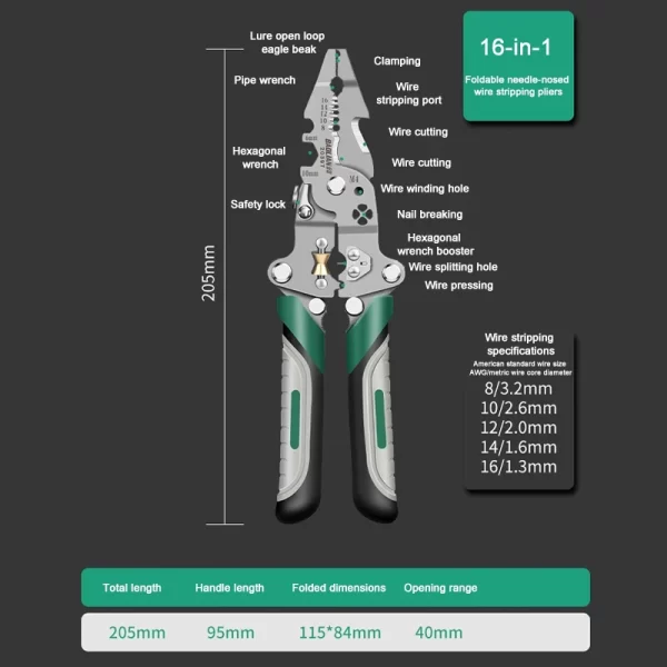 Electrician Wire Crimper Peeler Pliers Cables Stripping multifunctional Press Plier Terminal Crimping Gross Side Cutting Tool - Image 7