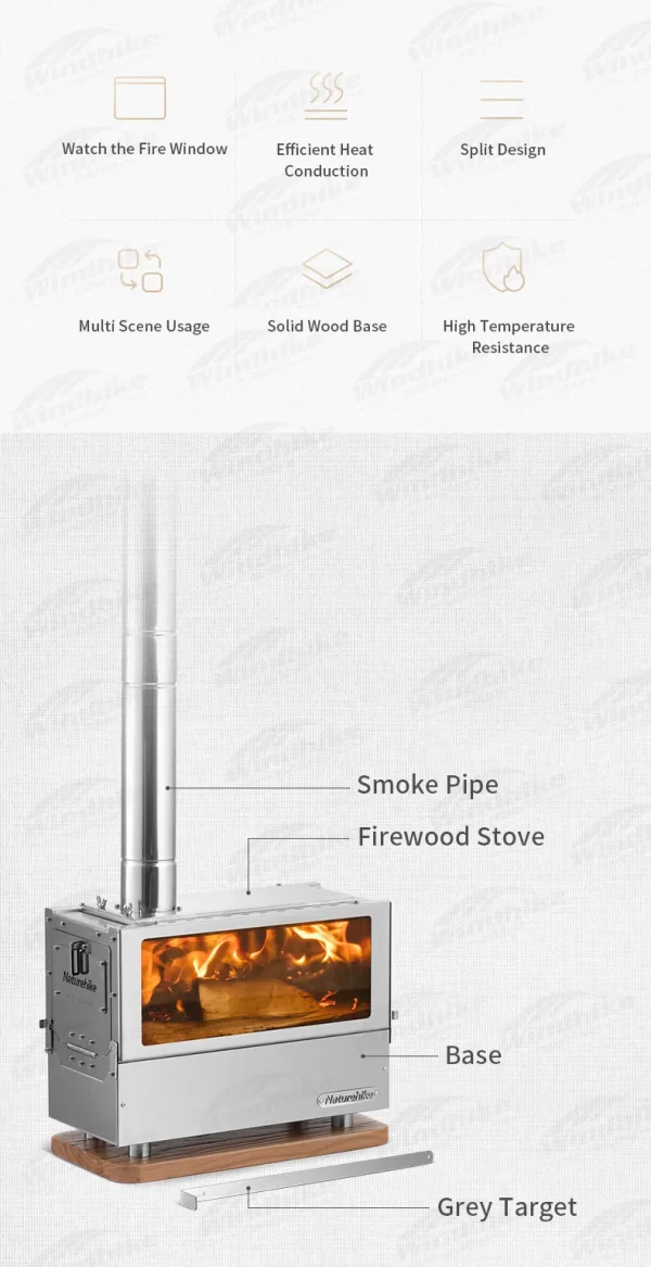 Naturehike Desktop Firewood Stove Detachable Winter Tent Heating Stove - Image 12