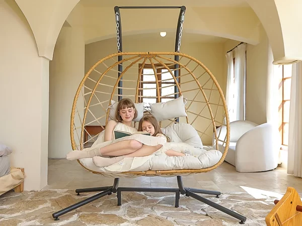 Double Egg Swing Chair with Stand, 2 Person - Image 13