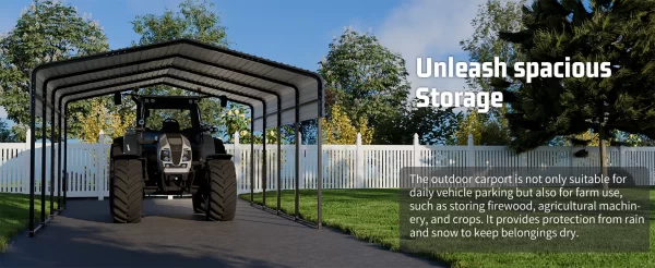 10x15 FT Metal Carport with Heavy Duty Metals Frame & Galvanized Steel Roof - Image 10