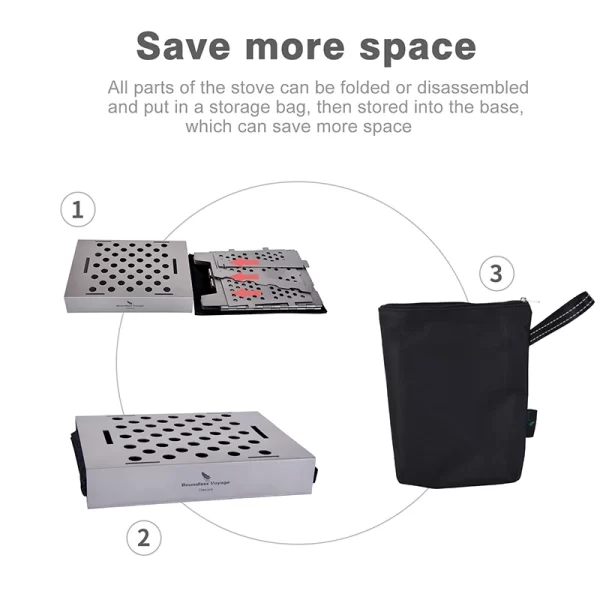 Boundless Voyage Outdoor Titanium Folding Wood Stove With Pot Bracket Camping Charcoal Burner - Image 11