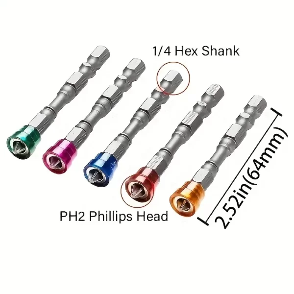 5Pcs Magnetic Screwdriver Bit Drill Cross-head PH2 Magnetic Screwdriver Bits - Image 5