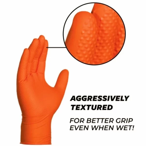 Heavy Duty Orange Nitrile Gloves 8Mil Industrial Disposable Gloves - Image 10